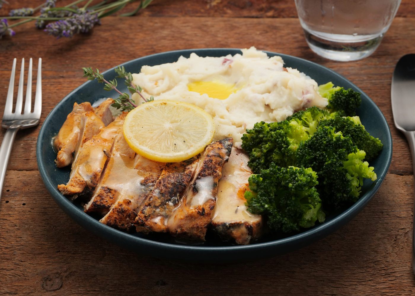 Honey Lemon Chicken with rice and broccoli